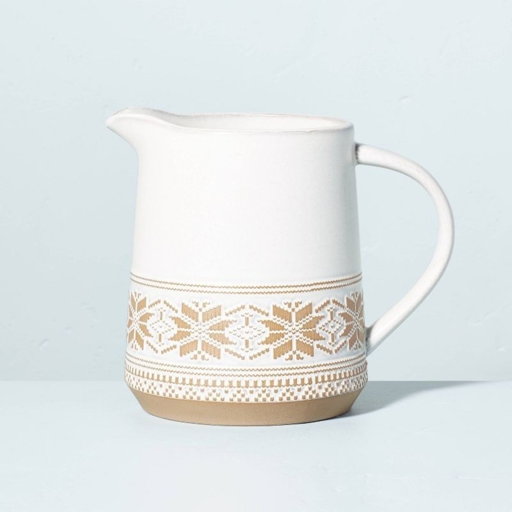 Fair Isle Snowflake Beverage Pitcher Cream - Hearth & Hand Magnolia, Target 2022
